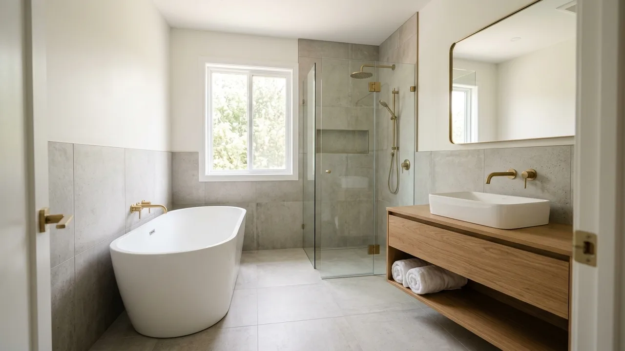 Finished modern bathroom renovation in a Cairns home
