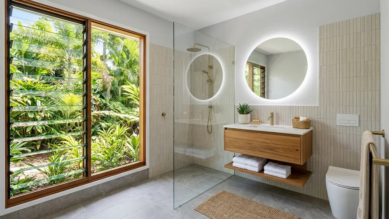 Modern tropical bathroom renovation in a Cairns home